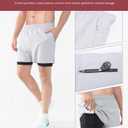 Cosmolle Men's 2-in-1 Quick-Dry Workout Shorts Built-in Liner Elastic Waistband Multi-Pocket Design for Gym Basketball (XXL)