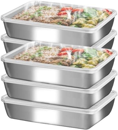 GIUOIDUO Stainless Steel Lunch Box 6-Pack,Stackable Snack Storage Boxes, Lid Food Container, Reusable Food Storage Container for Travel and Work, Dishwasher Safe, Freezer Safe