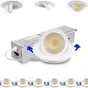 Adetu 2 Inch 5CCT Gimbal Led Recessed Lighting with Junction Box, 360°+90° Adjustable Recessed Can Lights, 2700K/3000K/3500K/4000K/5000K Selectable, 5W Eqv 50W, 550LM Brightness - ETL (White, 1 Pack)