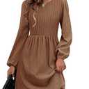 Zeagoo Womens Knit Sweater Dresses Long Sleeve Dress with Pockets Casual Tunic Dresses Winter A-Line Dresses for Women 2025 Brown Small