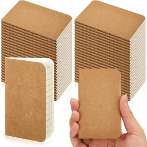 60 Pcs Pocket Notebook Mini Journal Bulk, 2.5" x 4" Kraft Paper Small Lined Notepads Softcover Cute Memo Diary Subject Notepads for Kids Student Back to School Supplies(Brown)