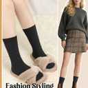 Loritta Wool Socks for Women, Winter Warm Stocking Stuffers Gifts for Women Cabin Crew Hiking Boot Socks (Large, C3-blue/Black/Brown/Dark Grey/Light Grey)