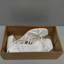 Goderci Bow Strappy Heels for Women Square Open Toe Mid Chunky Block Heeled Sandals (White, M)