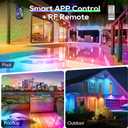 500FT Outdoor Led Strip Lights Waterproof - Music Sync RGB, IP68 Outside Led Strips with Bluetooth App & Remote Control, RGB Exterior Led Lights for Deck,Courtyards,Balcony,Roof,Garden,Pool