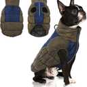 IECOii Windproof Waterproof Dog Coat - Thick Fleece Vest With Zipper, Snow Jacket For Large Dogs (Large(Chest:24.41''/62 CM), Armygreen)