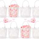 WILLBOND 8 Pcs White Flower Girl Basket with Handle for Wedding Ceremony, 5.9 x 4.72 x 4.33 Inch