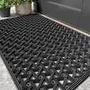 Color&Geometry Door Mat Outside Entrance with Drainage, Rubber Heavy Duty Dirt Trapper Waterproof Outdoor Welcome Mat, Outdoor Mats All Weather for Front Back Door Patio Entryway Entry, 24"X36" Black