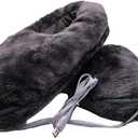 USB Heated Foot Warmers, Heat Slippers Heating Pads for Feet Warmers Keep Foot Warm Cold Relief for Indoor Home Office (Grey, One Size)