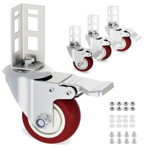 Storage Rack Caster Wheels 3" Heavy Duty Locking Caster Wheels Fit for Boltless Self Locking Shelving Racks 500LBS High Load Capacity (4 Pack)