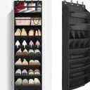FENTEC 1 Pack 8 Shelves Over The Door Shoe Organizer, 68" Exlarge Deep Pockets Hanging Shoe Organizer, Shoe Rack for Closet, Shoe Holder for Boots, Over Door Organizer in Home, RV, Dorm, Black