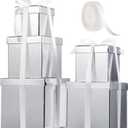 Cholemy 5 Pcs Square Nesting Boxes Decorative Gift Boxes with Lid and Ribbon Assorted Sizes Wrap for Wedding, Thanksgiving, Christmas, Anniversary, Birthday, Bridal Party(Silver)