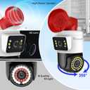 4MP Dual Lens Outdoor Security Camera with Night Vision & Floodlight, 355 Pan/Tilt Motion Tracking, 2.4GHz WiFi, SD/Cloud Storage, IP66 Waterproof, 2-Way Audio, Works with Mobile Apps & PC