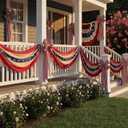 Gilprop 4 Pcs Vintage Tea-Stained Bunting American Flag with Star 250th Anniversary Patriotic Decoration Triangle Flag Garland Front Door Display for 4th of July Independence Day (Style 1,20 in X 20ft)