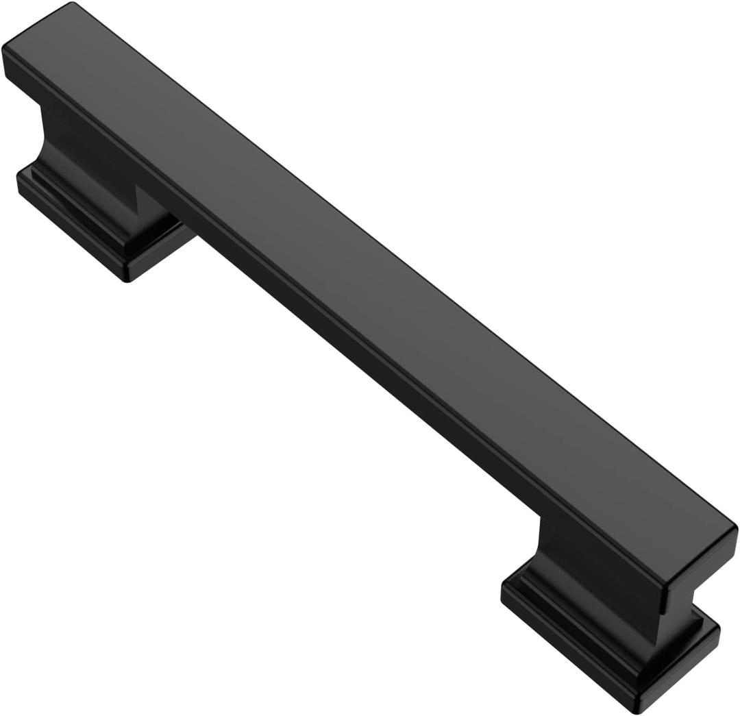 Alzassbg 10 Pack Matte Black Cabinet Pulls, 3-3/4 Inch(96mm) Hole Centers Kitchen Cabinet Handles for Cabinets and Drawers AL3061MB