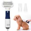 3-in-1 Pet Hair Dryer & Slicker Brush for Dogs & Cats  Portable, Quiet, Adjustable Temp, Overheat Protection Dog Hair Dryer