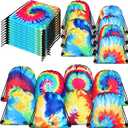 Lothee 30 Pack Drawstring Bags Party Favors for Kids Polyester Party Gift Bags Goody Backpack for Girls Boys Birthday Supplies(Tie Dye Style)
