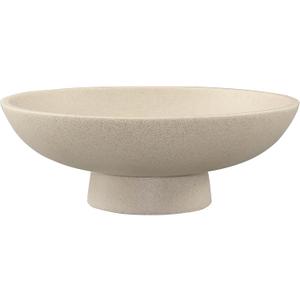 Modern Resin Pedestal Bowl  Large Fruit Bowl for Kitchen Counter, Catch All Bowl for Entryway Table, Stylish Key Bowl & Dining Centerpiece, Beige