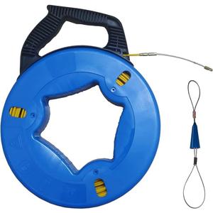 Fish Tape Steel Wire Puller 4mm 150-Foot With a wire storage caseWire-through tool Twist-shaped wire for wiring, and incoming lines in the attic, etc Dual Range for Broad Application[4mm 150Foot]
