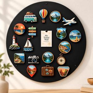 Round Travel Magnet Board: Display 20–30 Souvenirs as Wall Decor