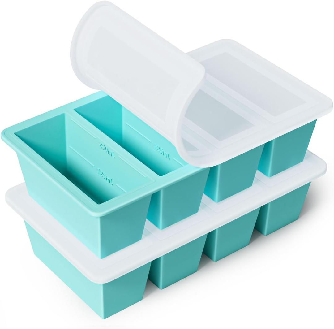 Silicone Freezer Tray for Sauce Cube: GGOW Silicone Freezing Tray for Broth Soup Storage - Freeze 250mL 125mL Souped Portion (Aqua)
