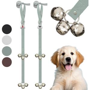 Caldwell's Pet Supply Co. Dog Potty Bells, Dog Door Bell, Bells to Go Outside, Potty Training Bell, Dogs Doorbell, Dogs Potty Doorbell, Ring to Go Pee, All Breed Puppy Training Tool - Gray (Set of 2) (Grey)