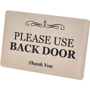 Please Use Back Door Sign - Metal, Aluminium With Adhesive, Notice For Deliveries, Packages, Post  
