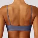 Comper Women's Sports Bra with Thin Straps Stretchy Wirefree Workout Bras Lightweight Workouts Bralette with Removable Pads (Gray, S)