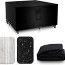 Square Heavy Duty Patio Table Covers Waterproof, 600D Outdoor Dining Table and Chair Set Covers, Outdoor Furniture Cover Waterproof for Sectional Sofa Couch 42''L x 42''W x 28''H, Black