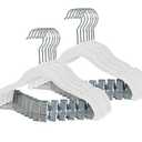 Finnhomy Non-Slip Clothes Hangers for Baby and Kids 20-Pack Velvet Hangers with Movable Clips, Heavy-Duty and Space-Saving for Pants,Skirts, Coat, White