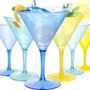Liacere Martini Glasses Set of 6-11oz Plastic Crystal Luxury Martini Glass-Goblets & Chalices Elegant Colors, Hand-Blown, Art Deco Cocktail Colored Coupes For Manhattan, Cosmopolitan, Sidecar