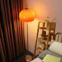 Bofea-Mid Century Floor Lamps,Mushroom Floor Lamp with Orange Glass Shade | Dimmable Reading Lamp,Ambiance Lighting,Orange Tall Lamps for Living Room Corner,Bedroom Home Decor ﻿11.81"D x 11.81"W x 63"H