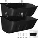 Chicken Feeder Waterer,Hanging Goat Feeders,Feed Trough 3.5 Quart 2 Pack,Hanging Fence Feed Trough for Poultry Livestock,Black