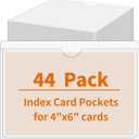44 Pack Storage Bins Labels, 4x6 Photo Sleeves, Clear Index Card Holder, Plastic Adhesive Pockets for Tote Cards Organizing Bins Box Drawer (46 inch)
