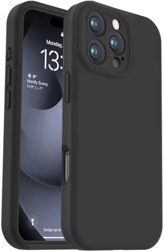 Vooii Compatible with iPhone 16 Pro Case, Liquid Silicone Upgrade [Camera Protection] [Soft Anti-Scratch Microfiber Lining] Shockproof Phone Case for iPhone 16 Pro 6.3 inch - Black