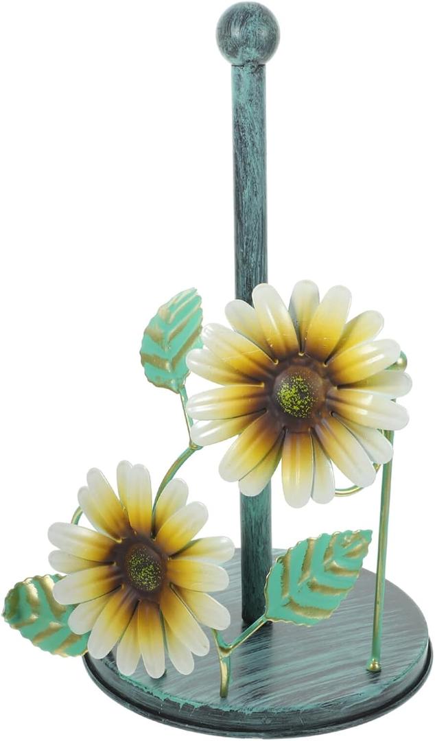 Hemoton Farmhouse Style Roll Paper Stand Colored Drawing Kitchen Paper Roll Holder Sturdy Flat-Bottom Design for Kitchen Bathroom and Living Room (Green)