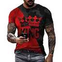 Poker King Printed T-Shirt for Men Assorted Color Poker King Printed Round Neck Short Sleeve T-Shirts Fitness Hip Hop T-Shirts, Size Medium