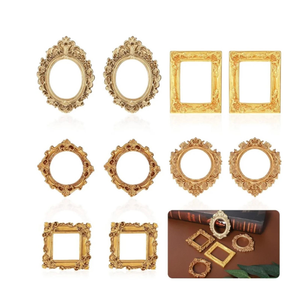 Tyqour 10pcs Small Picture Frames Gold Mini Picture Frames for Crafts Miniature Vintage Resin Antique Tiny Mini Photo Frame Little Gold Frame for DIY Jewelry Party Hotel Holiday Decor
