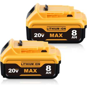 2Pack DCB200 20V 8.0Ah Replacement for Dewalt 20V Battery Lithium ion Compatible with Dewalt Battery Cordless Power Tools DCB200 DCB201 DCB203 DCB206 DCB207 Battery