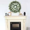 26" Daisy & Eucalyptus Wreath for Front Door, Porch, Window - Large Artificial Silk Flowers Outdoor Wreath for Home, Farmhouse Decor - Spring, Summer, Fall, All Seasons (White & Green)