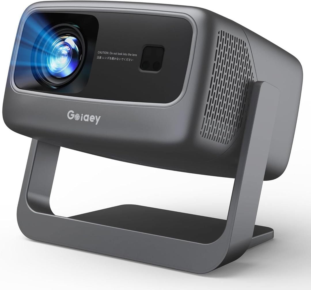 [3500 ANSI/ Official Apps/65W Audio] Outdoor 4K Projector with WiFi and Bluetooth, Auto Focus, Auto Keystone Smart Projector Support DoIby Audio, 2026 Upgrade GO2 Short Throw Projector with 360Stand