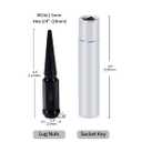 M14x1.5 Spike Lug Nuts - Black Set of 24 with 2 Socket Keys (19mm Hex, 4.4" Tall)