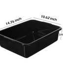 4-Pack Commercial Bus Tubs 8 Litre, Black Plastic Bus Box/Tote, Bus Wash Dish Basin Pans