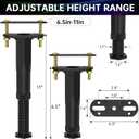 2 PCS Adjustable Height Center Support Leg for Bed Frame (6.5"-11"), Upgrade Under Bed Support Leg with Wider Base, Bed Center Slat/Furniture, Heavy Duty Bed Replacement Legs Bed Slats Support Legs