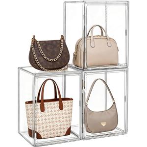 Extra Large 17.7" x 13" x 13" Clear Stackable Storage Bins, Magnetic Lid