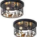 Rustic Flush Mount Ceiling Light Farmhouse Round Ceiling Light 2Pack, Round