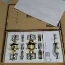 Crystal Door Knobs with Lock and Keys, 6 Pack Glass Door Knob - Interior Entry and Bedroom/Bathroom Privacy Knob, Gold