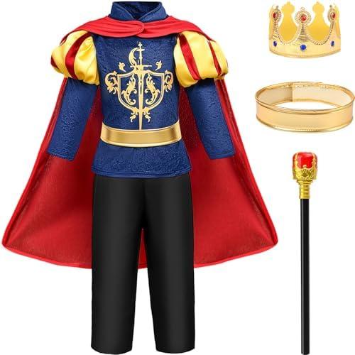 G.C Boys King Prince Charming Costume with Cape Kids Royal Dress Up Outfits Halloween Cosplay Role Play Birthday Gifts 3