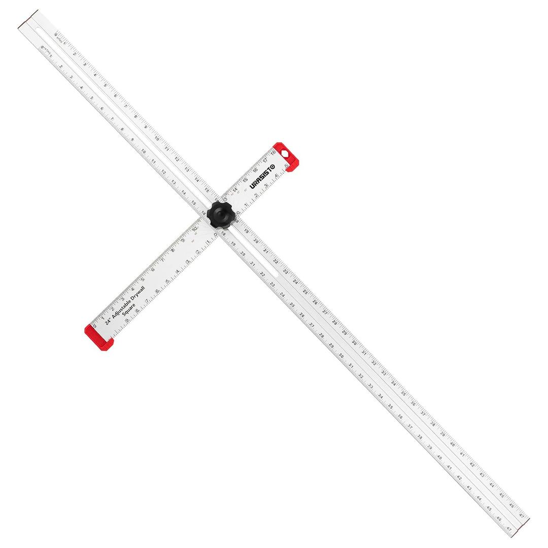 URASISTO 48 Inch T-Square Tool, Aluminum Adjustable Drywall T-Square Ruler, Multi Angle Measuring Ruler for Layout and Marking
