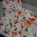 Seafood Watercolor Novelty Women's Printed Pleated Skirt Set Long Summer Maxi Skirt