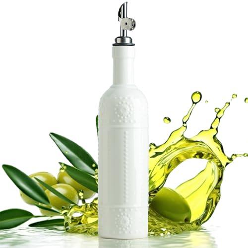 LYEOBOH Olive Oil Dispenser Bottle with Spout, 17 OZ Oil Dispenser for Kitchen, Ceramic Dispensing Bottles for Kitchen, Cooking, Gravity Spout, Housewarming Gift